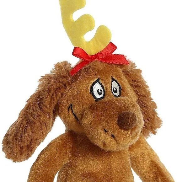 Dr Seuss Max Plush Reindeer Dog 12" By Aurora World 2018 With Red Bow & Antlers - Picture 2 of 6